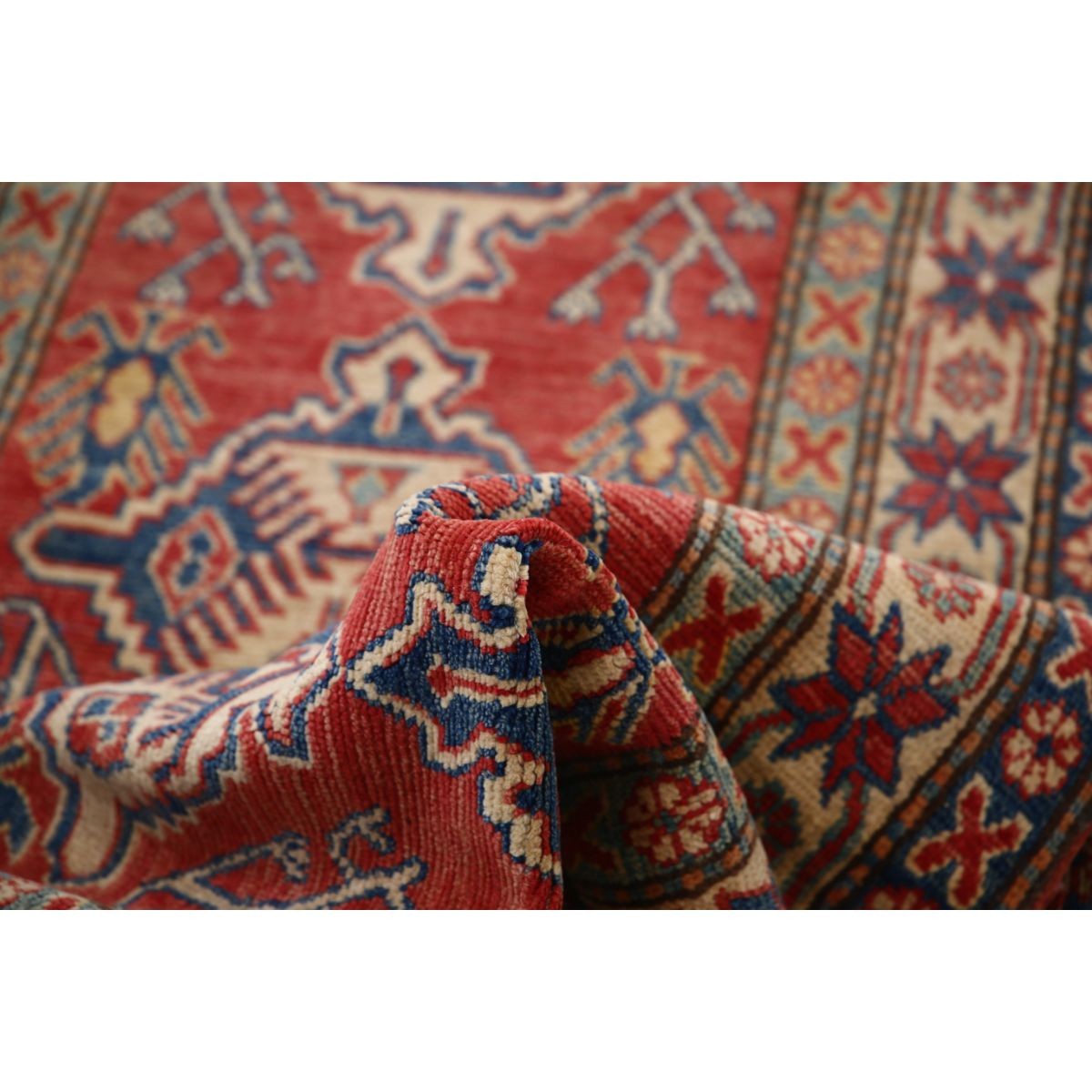 Kazak 3x15 Handmade Double Knotted Washable Wool Runner - Colorful