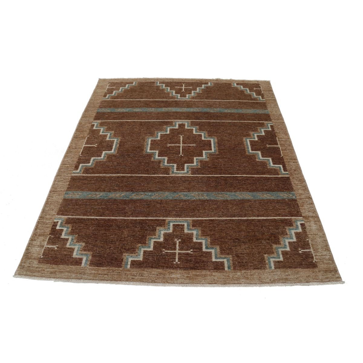 Modcar 5x6 Handmade Double Knotted Washable Wool Rug - Colorful