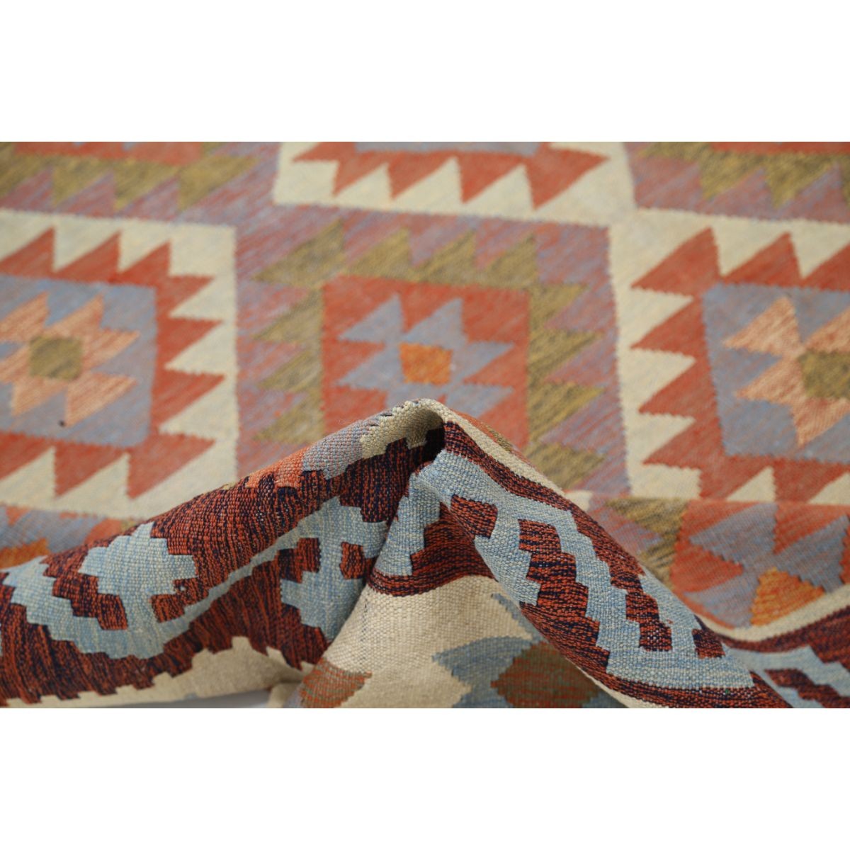 Kafkaas 7x10 Hand Woven Washable Wool Rug - Colorful