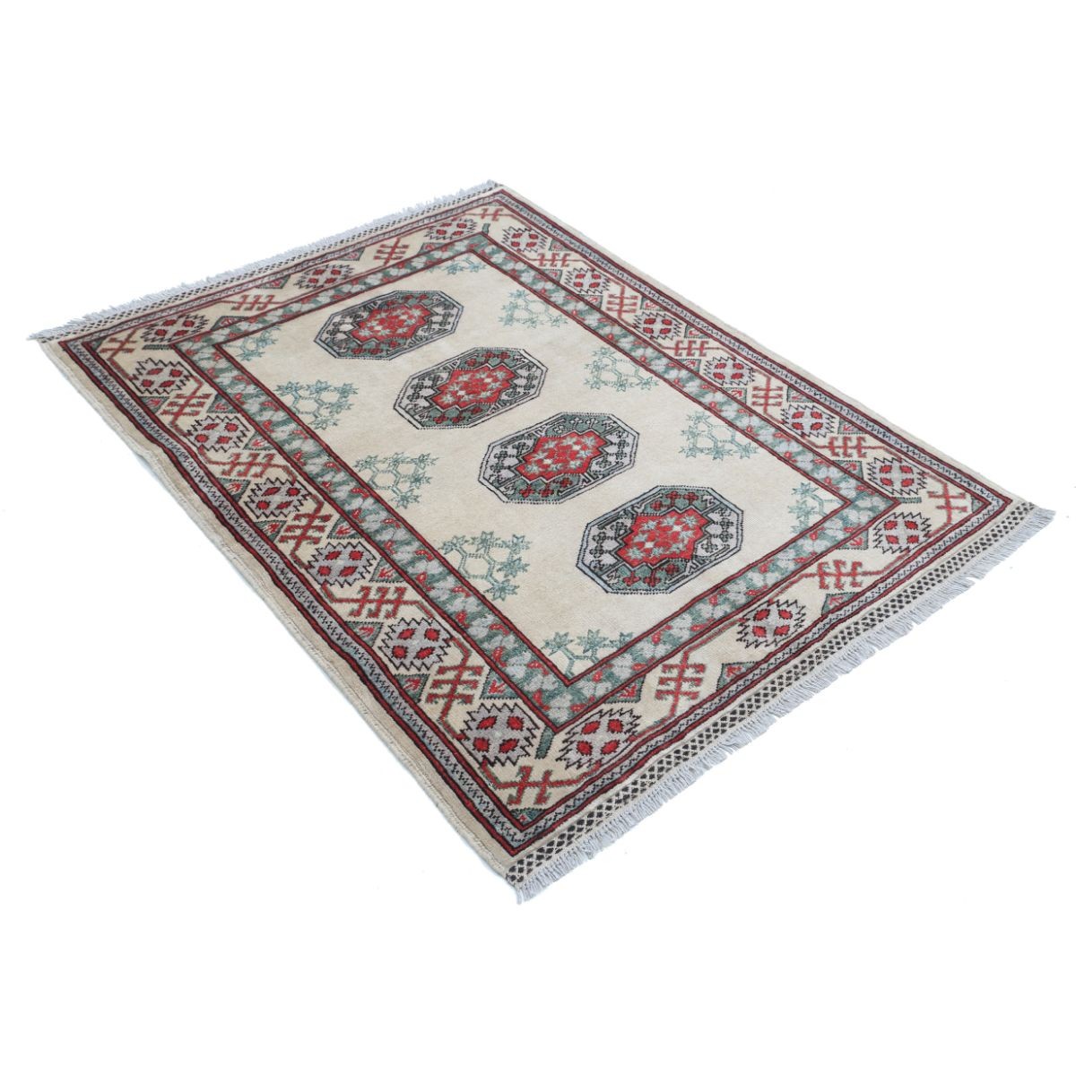 Revival 4x5 Handmade Double Knotted Washable Wool Rug - Colorful