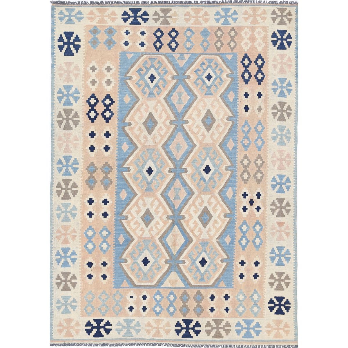 Kafkaas 5x7 Hand Woven Washable Wool Rug - Soft Hues