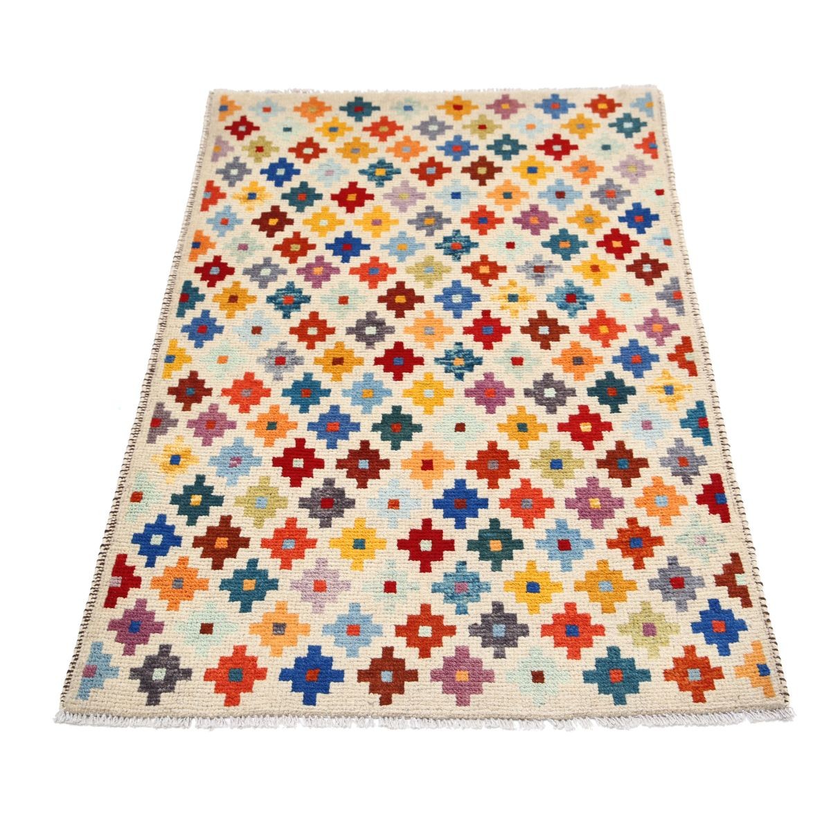 Revival 3x4 Handmade Double Knotted Washable Wool Rug - Colorful
