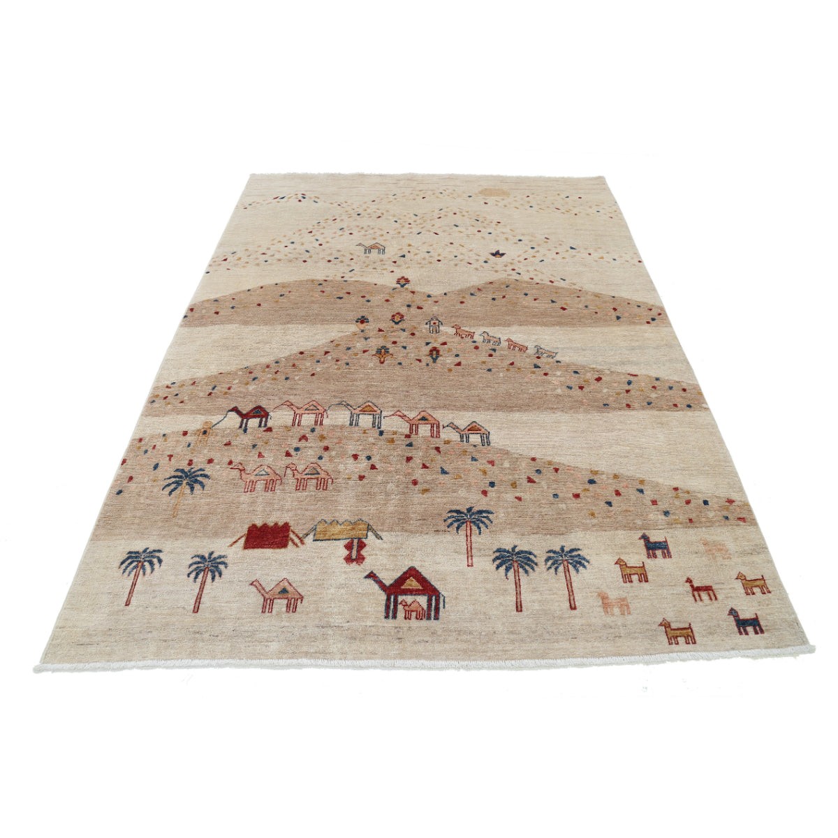 Modcar 6x7 Handmade Double Knotted Washable Wool Rug - Colorful