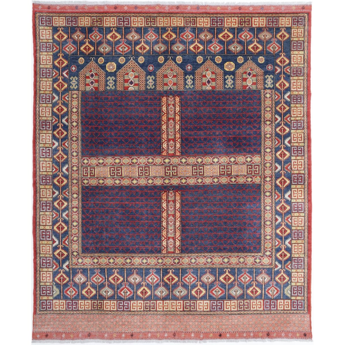 Revival 8x10 Handmade Double Knotted Washable Wool Rug - Colorful