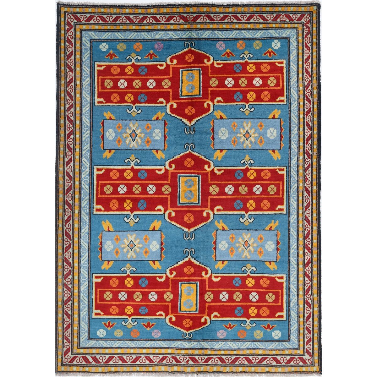 Revival 6x8 Handmade Double Knotted Washable Wool Rug - Colorful