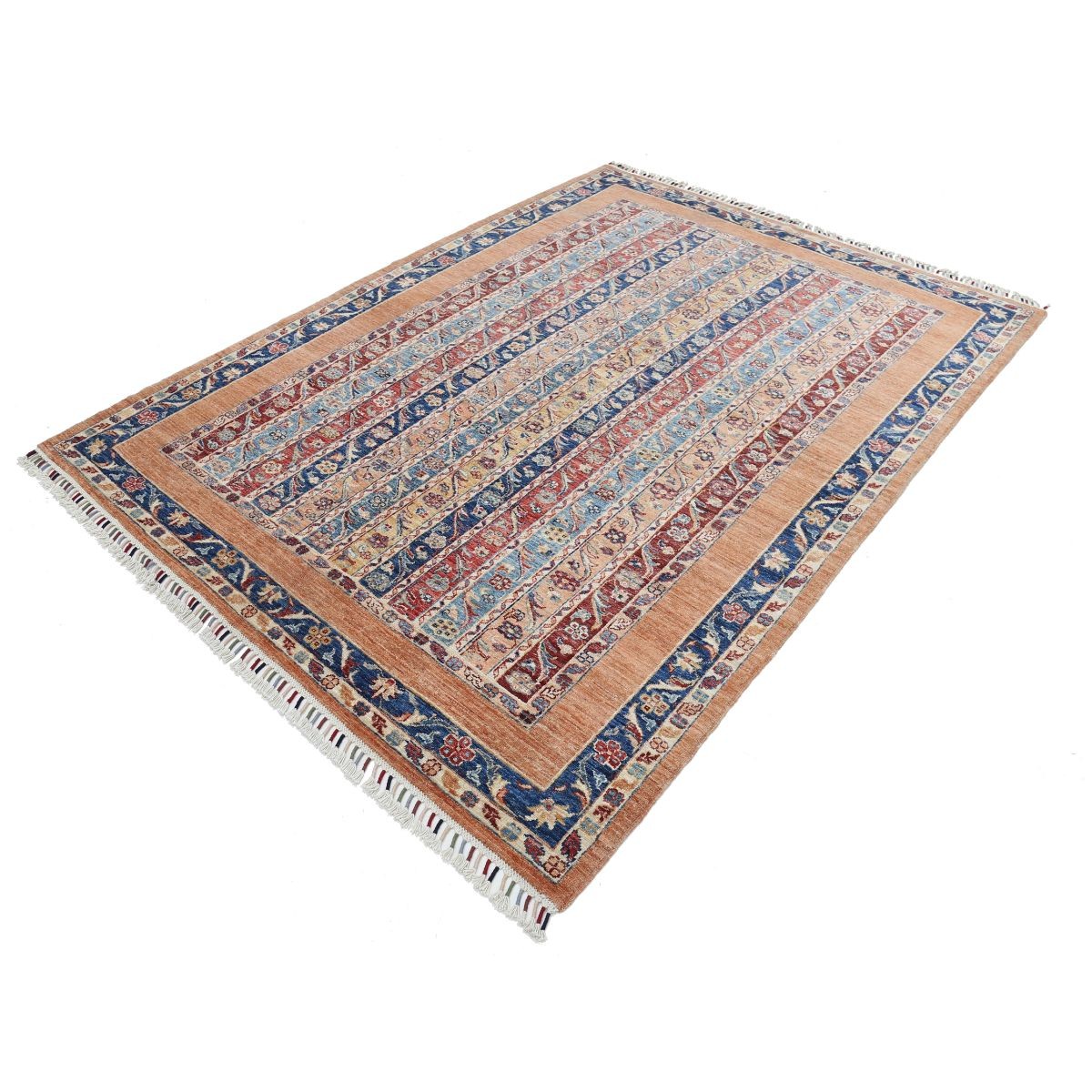 Shaal 6x8 Handmade Double Knotted Washable Wool Rug - Colorful