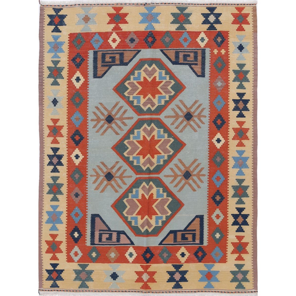 Kafkaas 5x7 Hand Woven Washable Wool Rug - Colorful