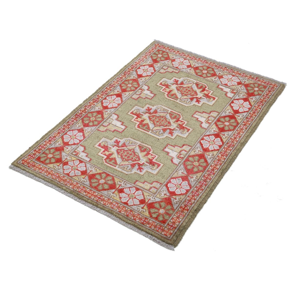Revival 2x3 Handmade Double Knotted Washable Wool Rug - Colorful