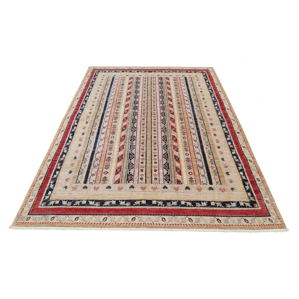 Shaal 6x8 Handmade Double Knotted Washable Wool Rug - Colorful
