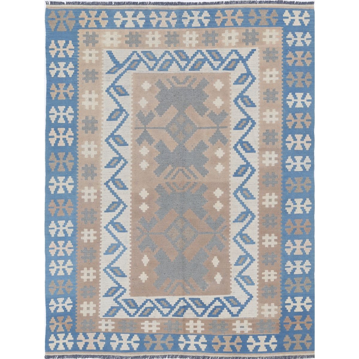 Kafkaas 5x7 Hand Woven Washable Wool Rug - Soft Hues