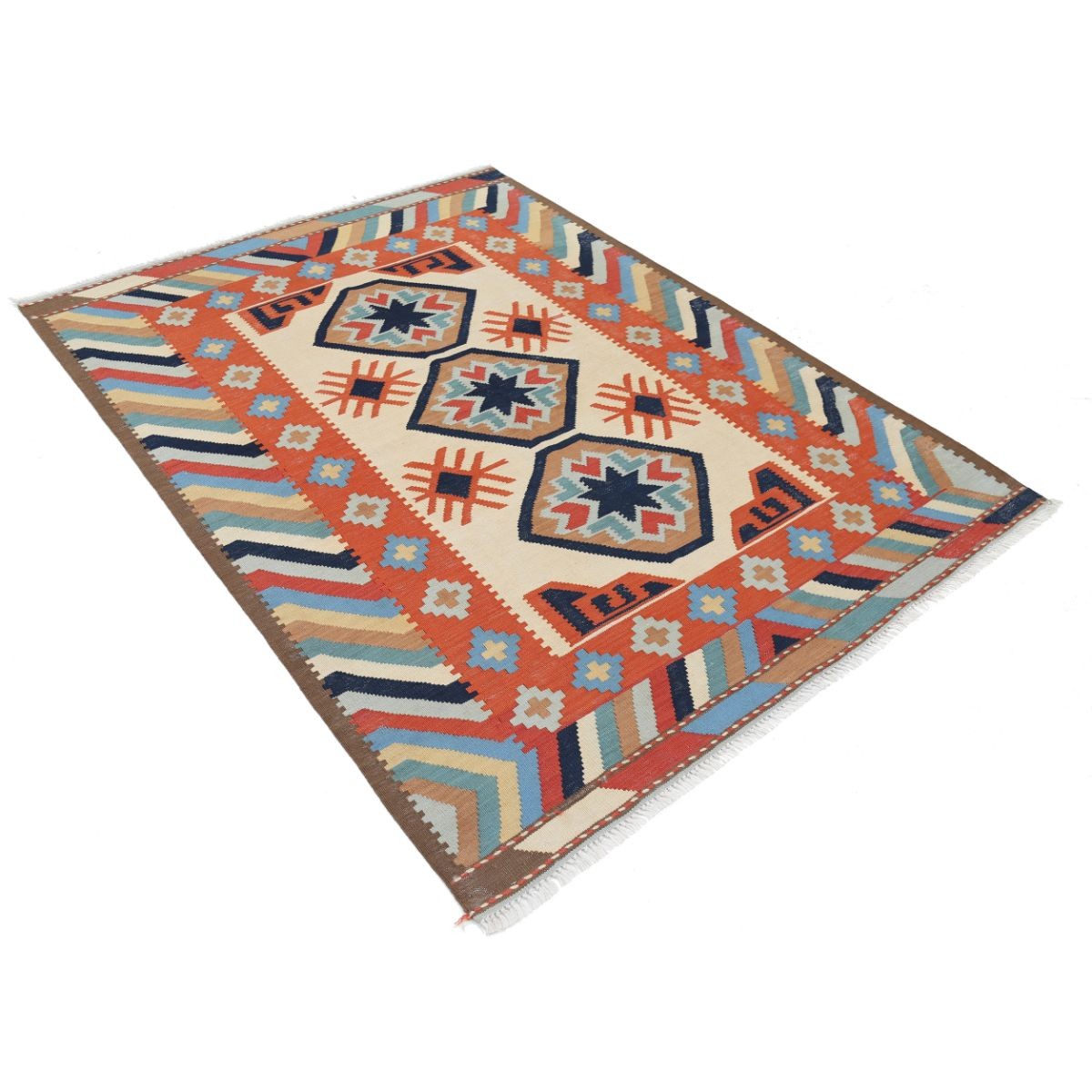 Kafkaas 5x7 Hand Woven Washable Wool Rug - Colorful