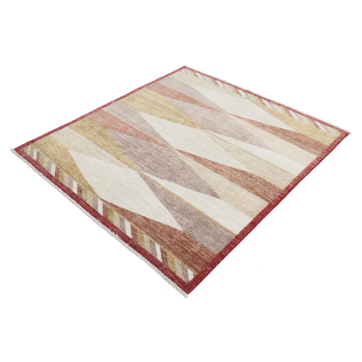Modcar 5x6 Handmade Double Knotted Washable Wool Rug - Colorful