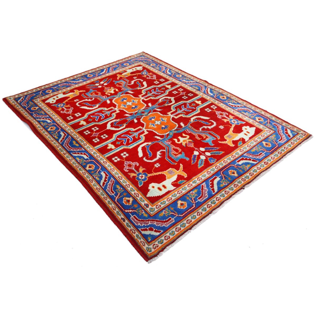 Revival 5x6 Handmade Double Knotted Washable Wool Rug - Colorful