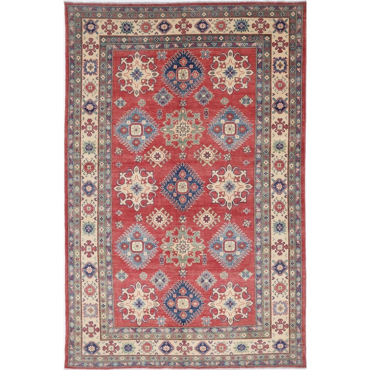 Kazak 7x10 Handmade Double Knotted Washable Wool Rug - Colorful