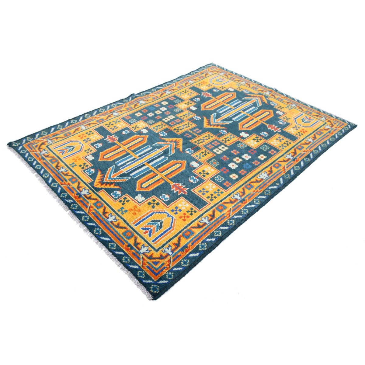 Revival 5x7 Handmade Double Knotted Washable Wool Rug - Colorful