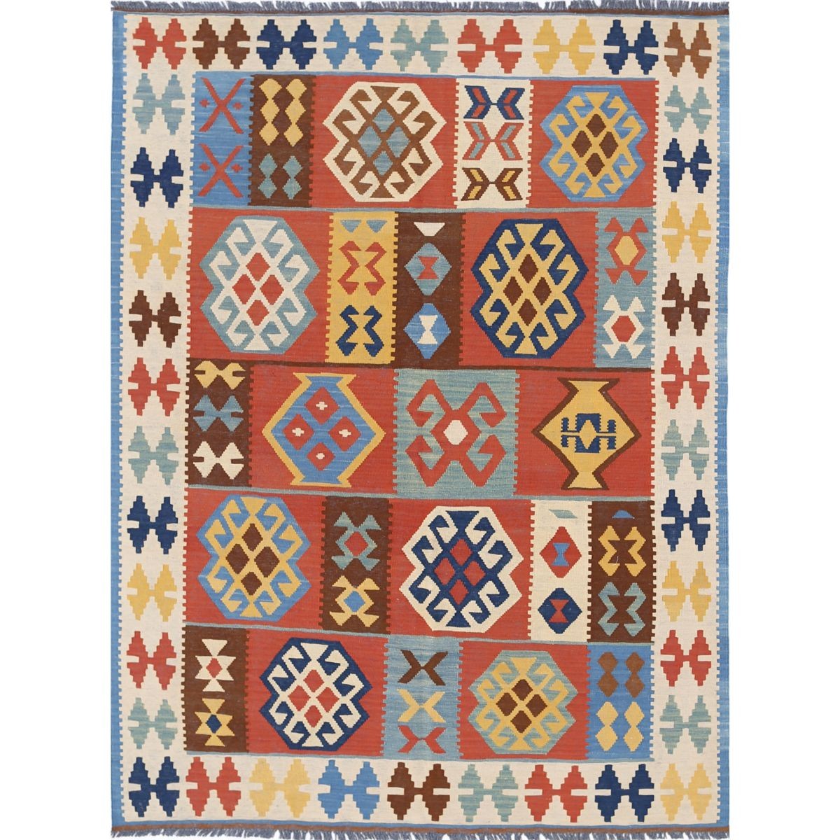 Kafkaas 5x7 Hand Woven Washable Wool Rug - Colorful