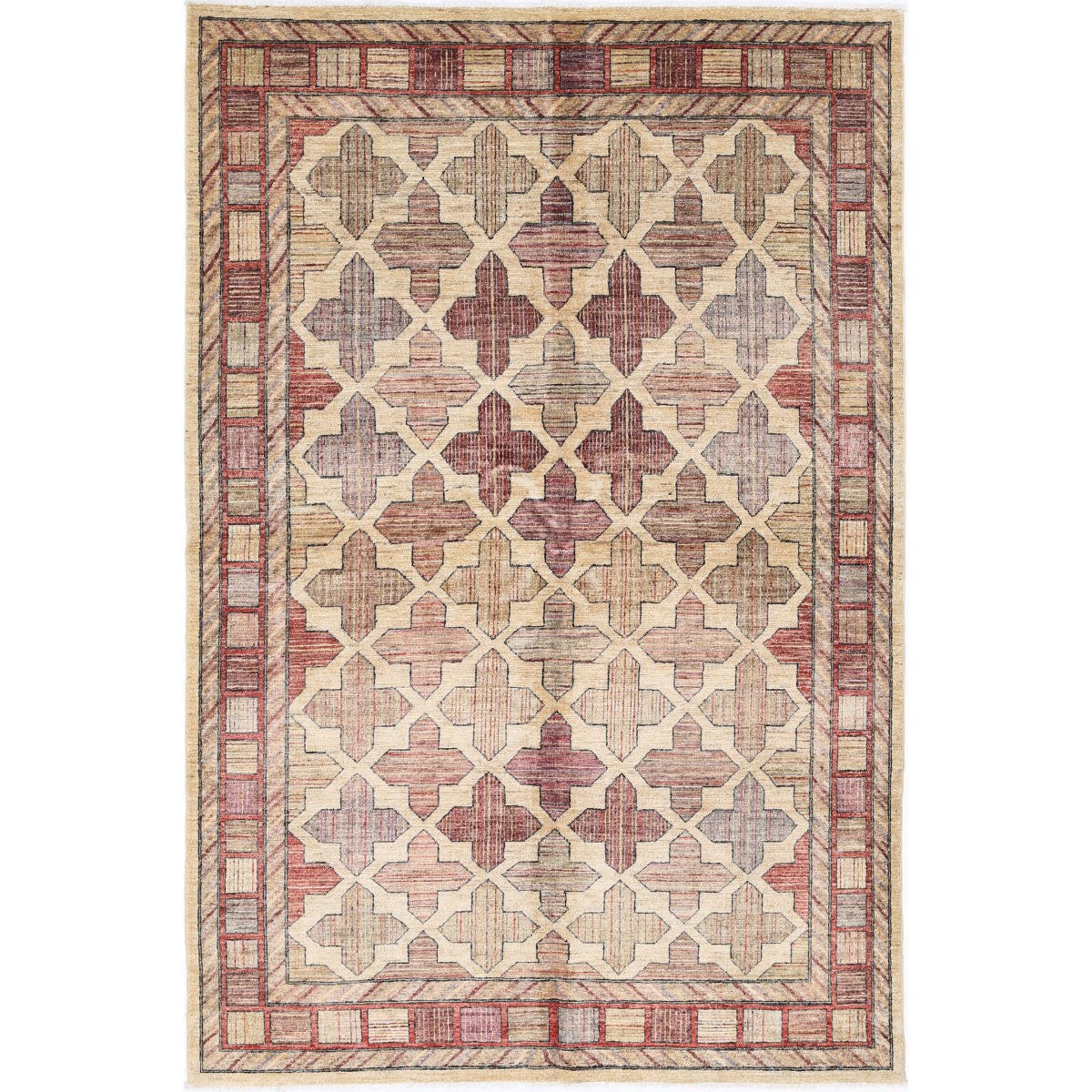 Modcar 6x9 Handmade Double Knotted Washable Wool Rug - Colorful