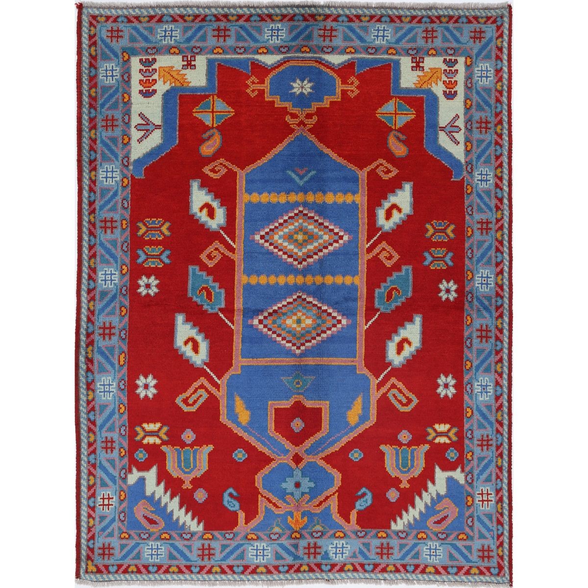Revival 5x7 Handmade Double Knotted Washable Wool Rug - Colorful