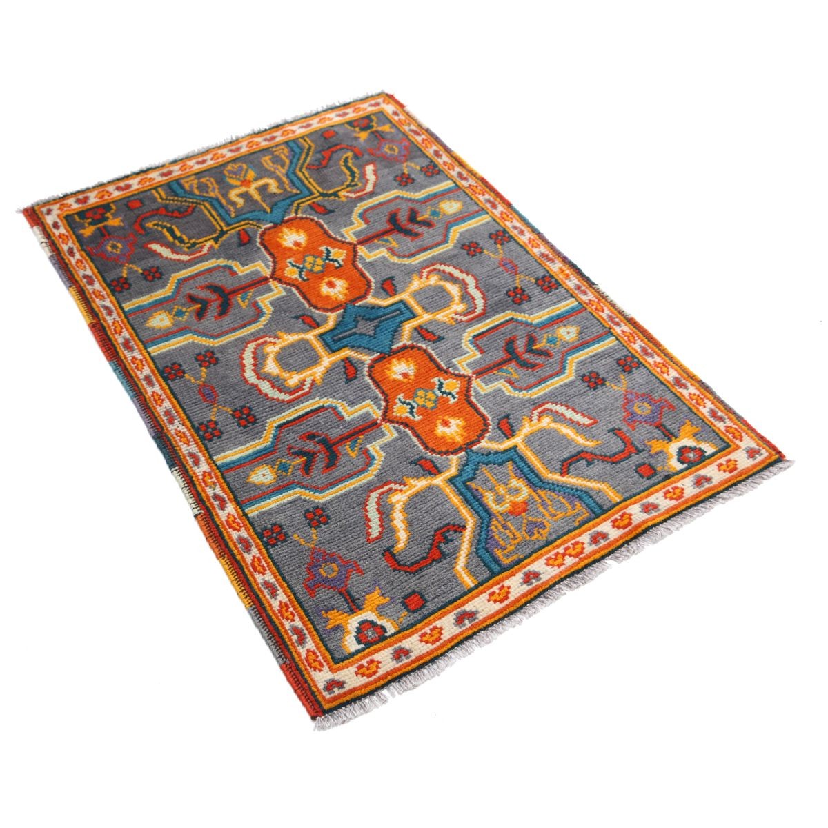 Revival 3x4 Handmade Double Knotted Washable Wool Rug - Colorful