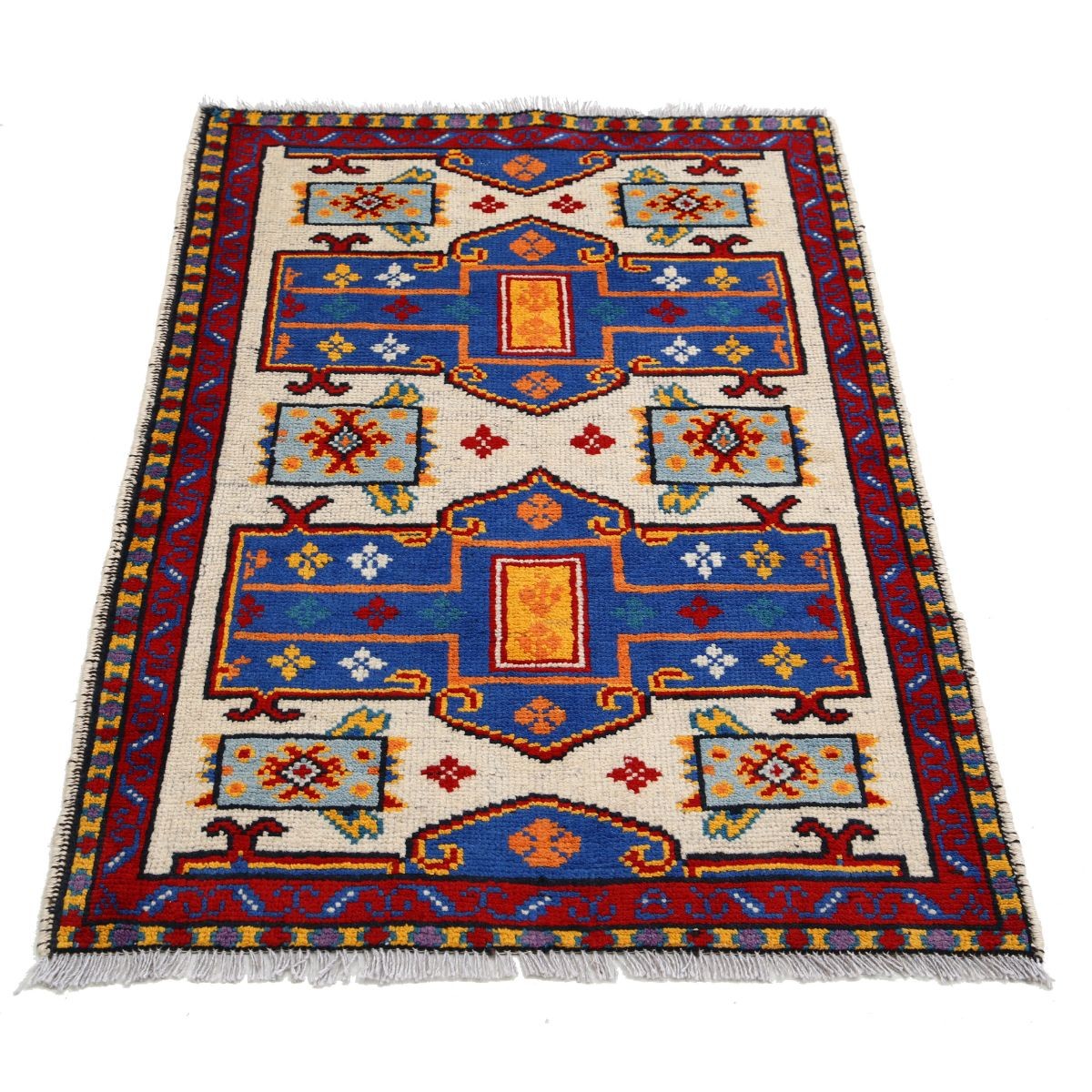 Revival 3x4 Handmade Double Knotted Washable Wool Rug - Colorful