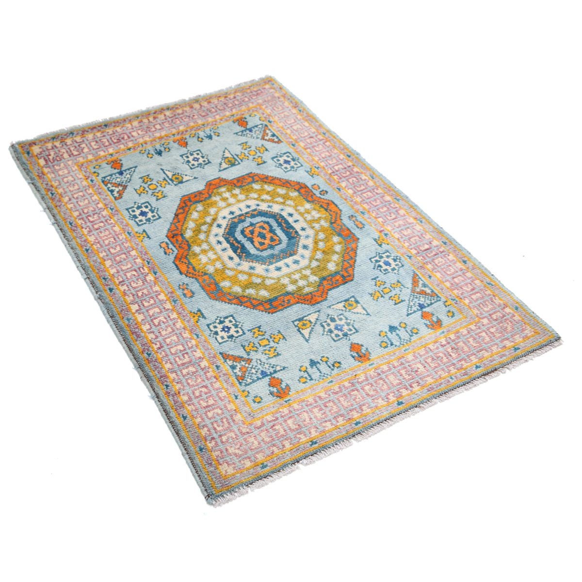 Revival 3x4 Handmade Double Knotted Washable Wool Rug - Colorful