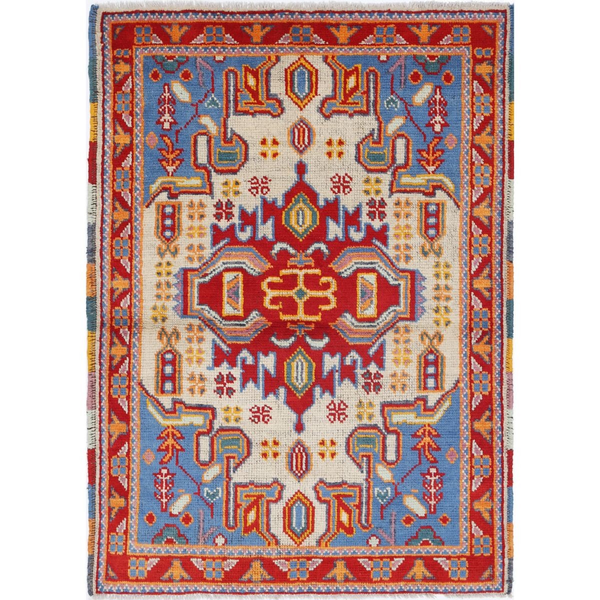 Revival 3x5 Handmade Double Knotted Washable Wool Rug - Colorful