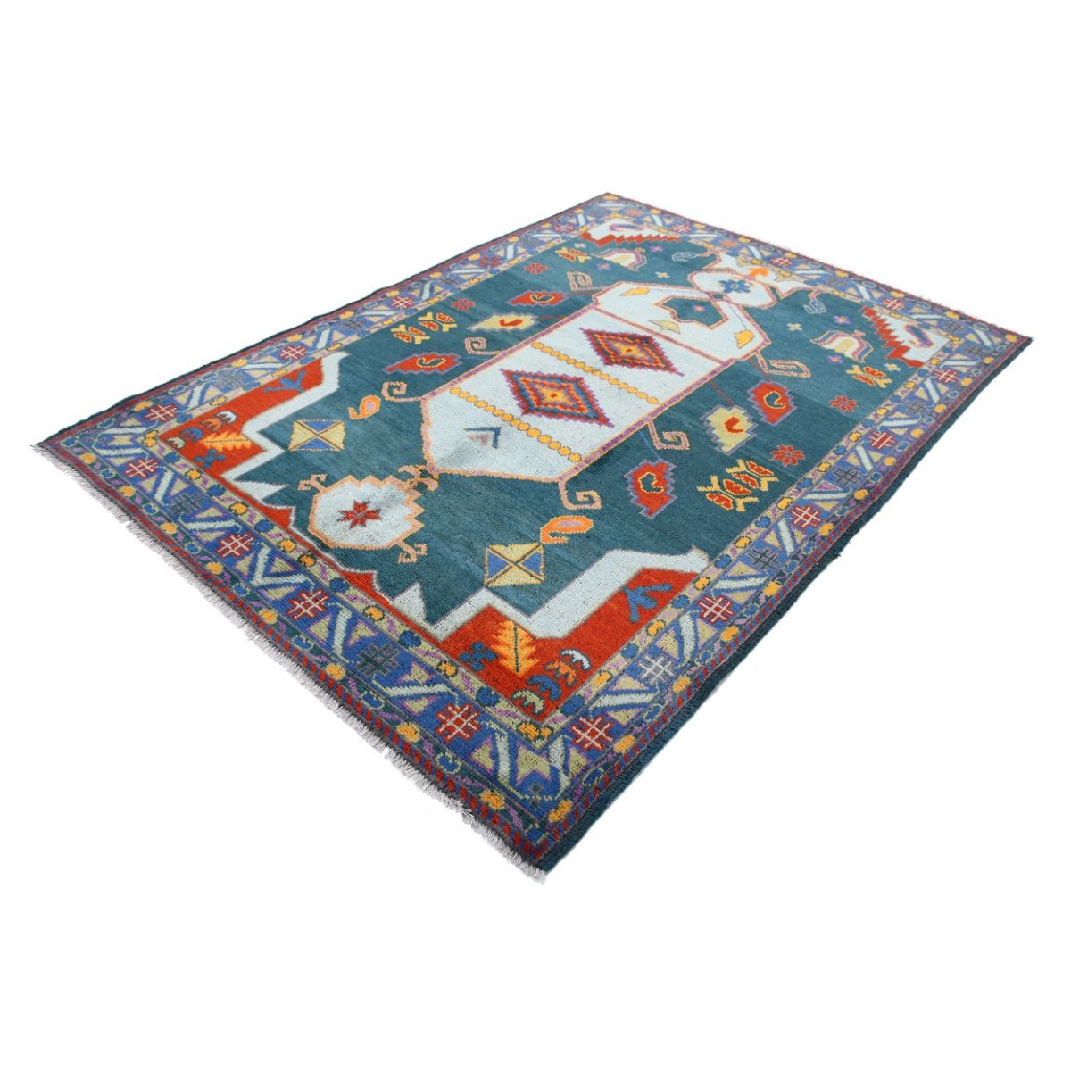Revival 6x8 Handmade Double Knotted Washable Wool Rug - Colorful