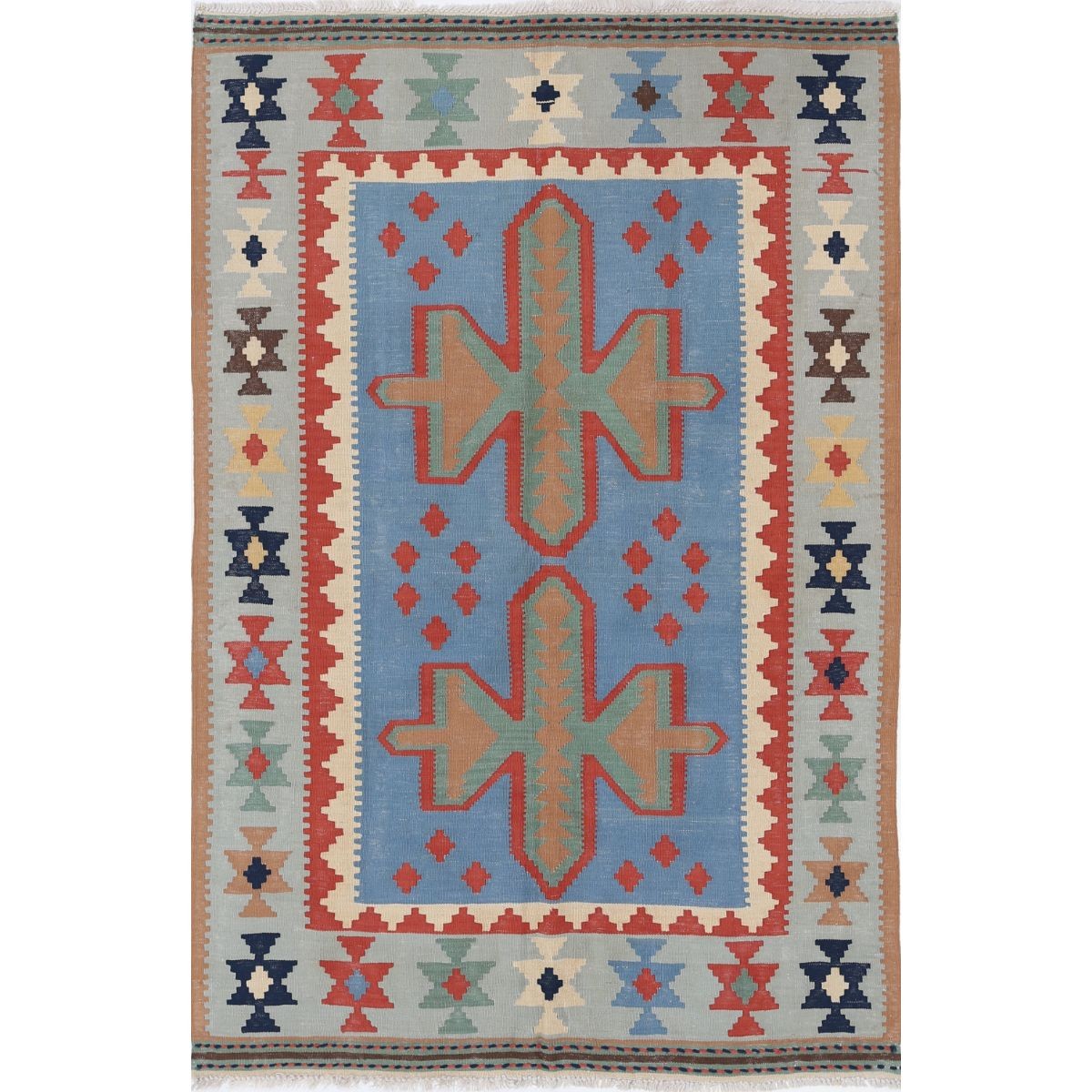 Kafkaas 5x7 Hand Woven Washable Wool Rug - Colorful