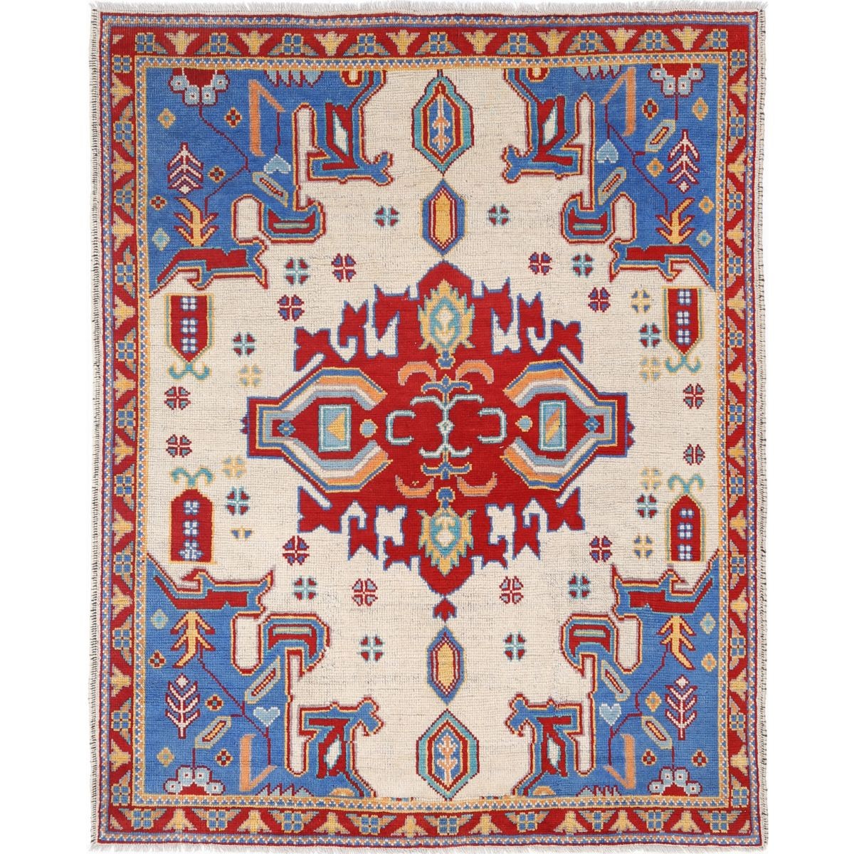 Revival 5x6 Handmade Double Knotted Washable Wool Rug - Colorful