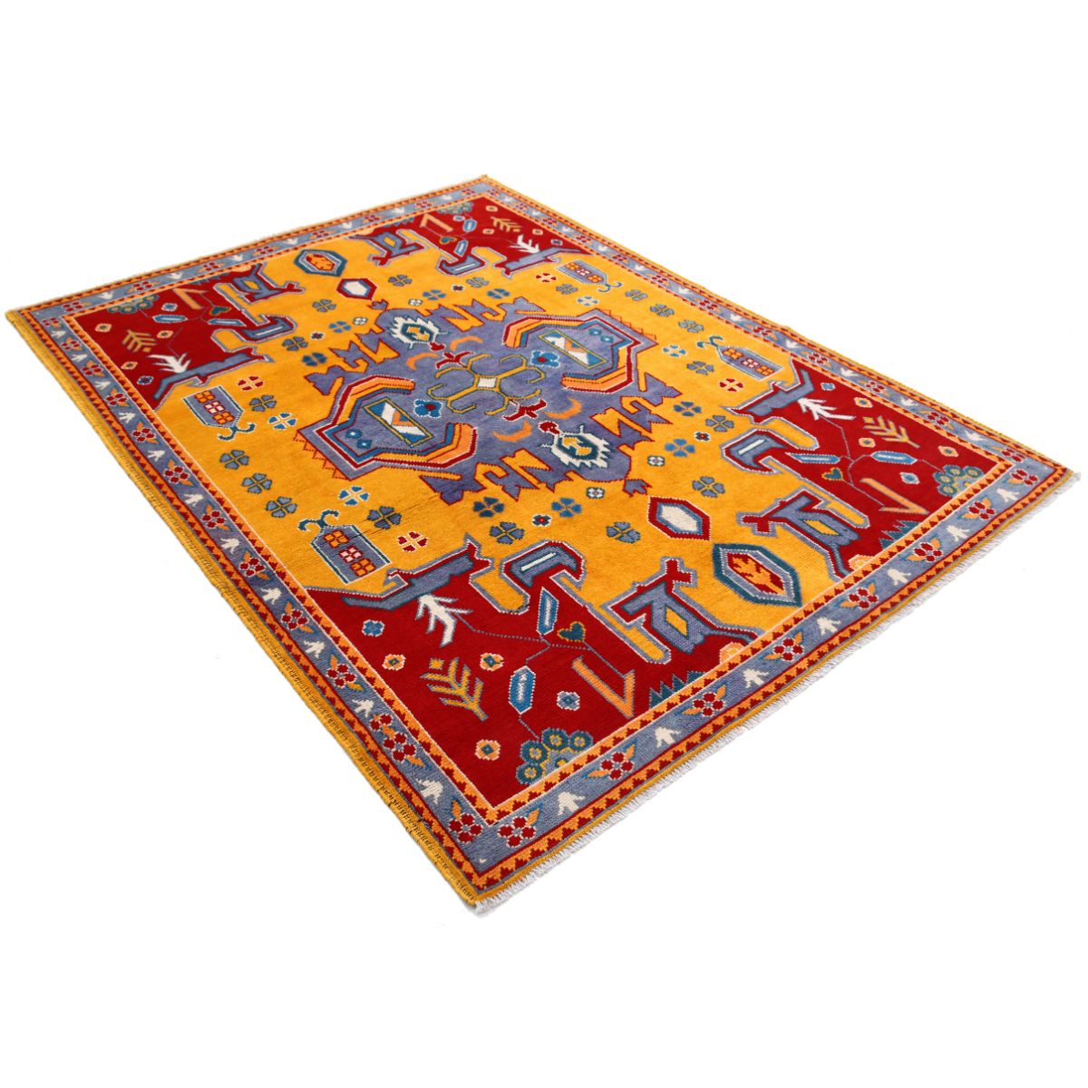 Revival 6x8 Handmade Double Knotted Washable Wool Rug - Colorful