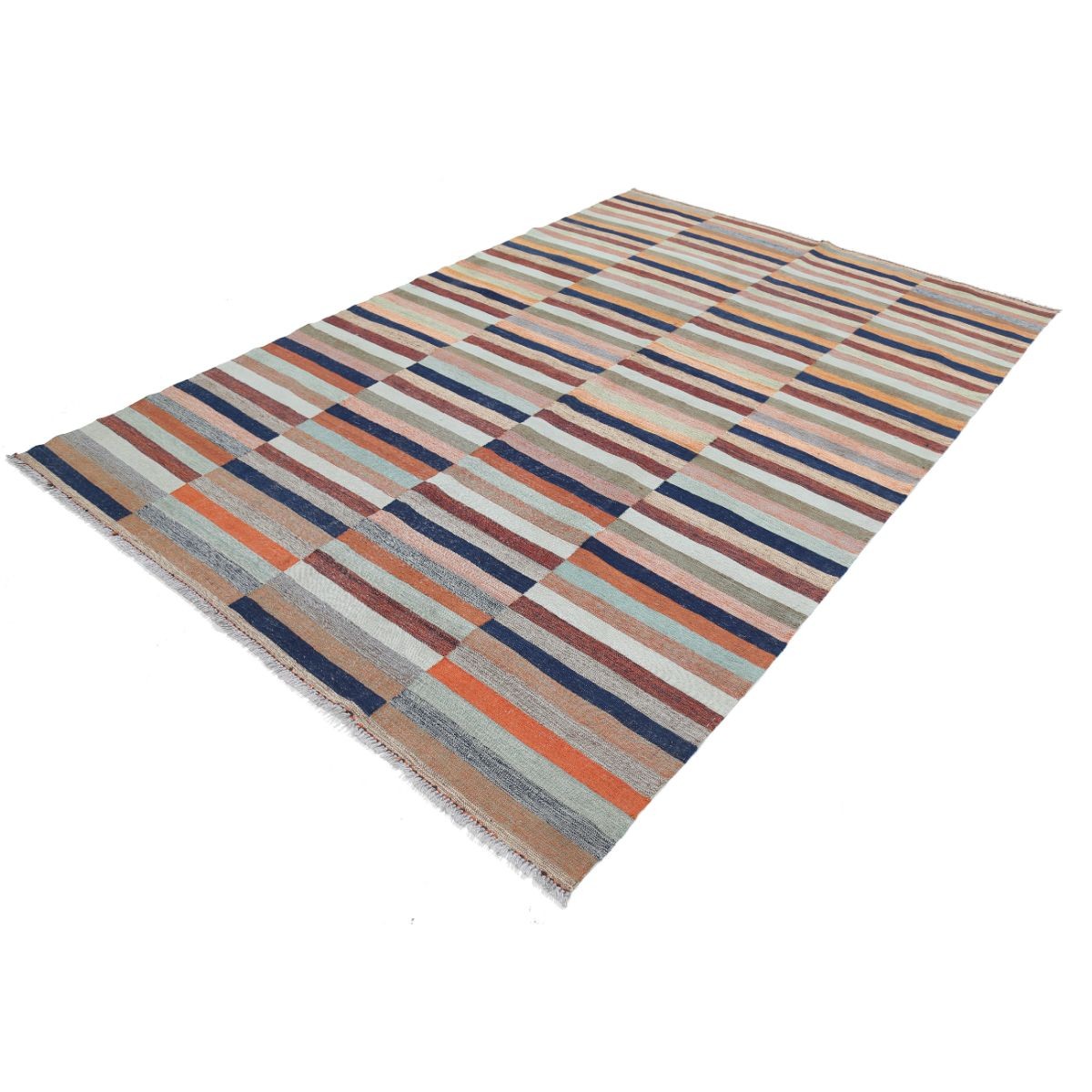 Kafkaas 7x10 Hand Woven Washable Wool Rug - Colorful