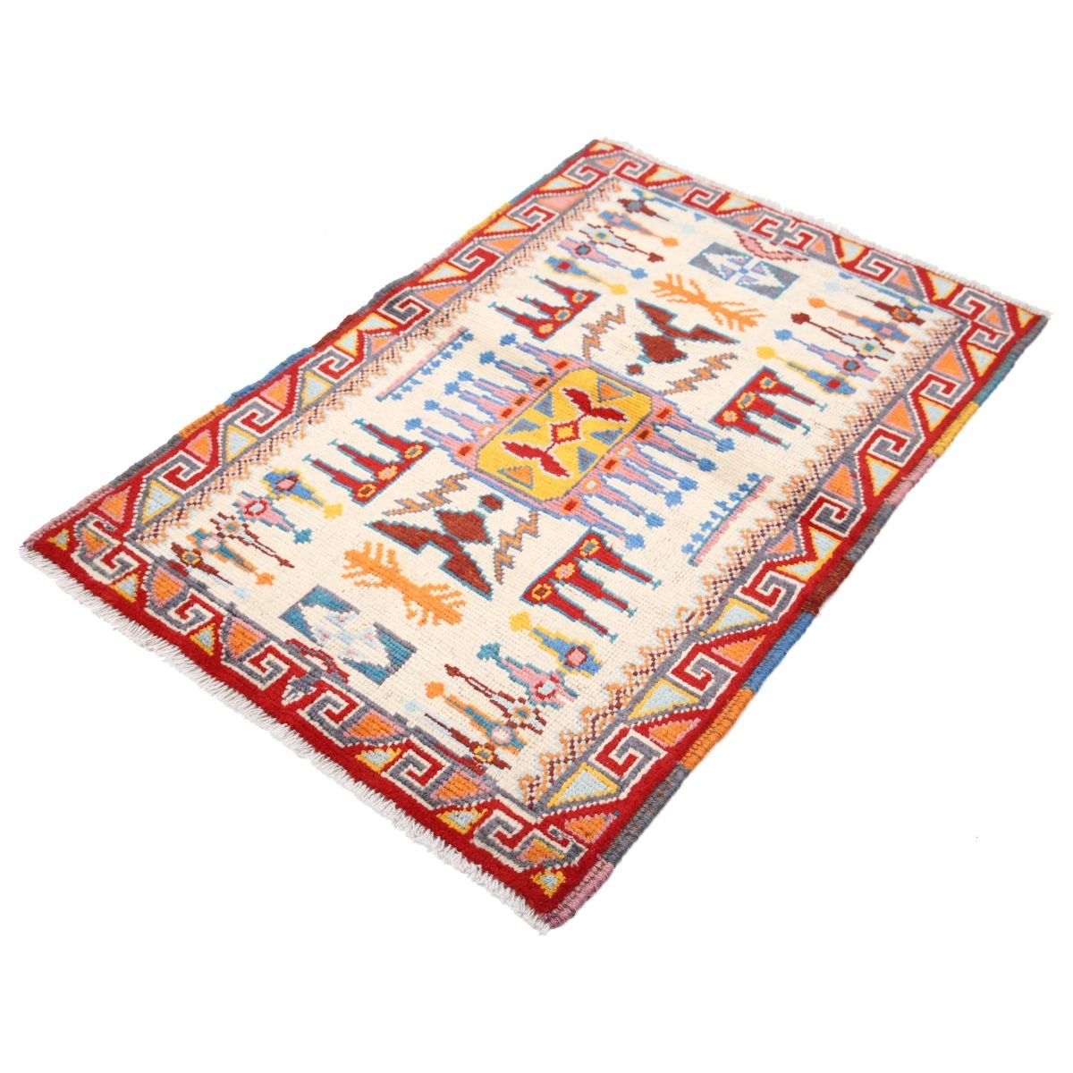 Revival 3x4 Handmade Double Knotted Washable Wool Rug - Colorful