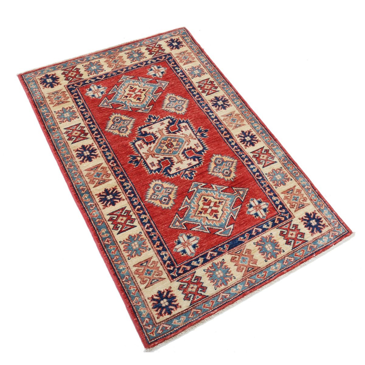 Kazak 3x4 Handmade Double Knotted Washable Wool Rug - Colorful