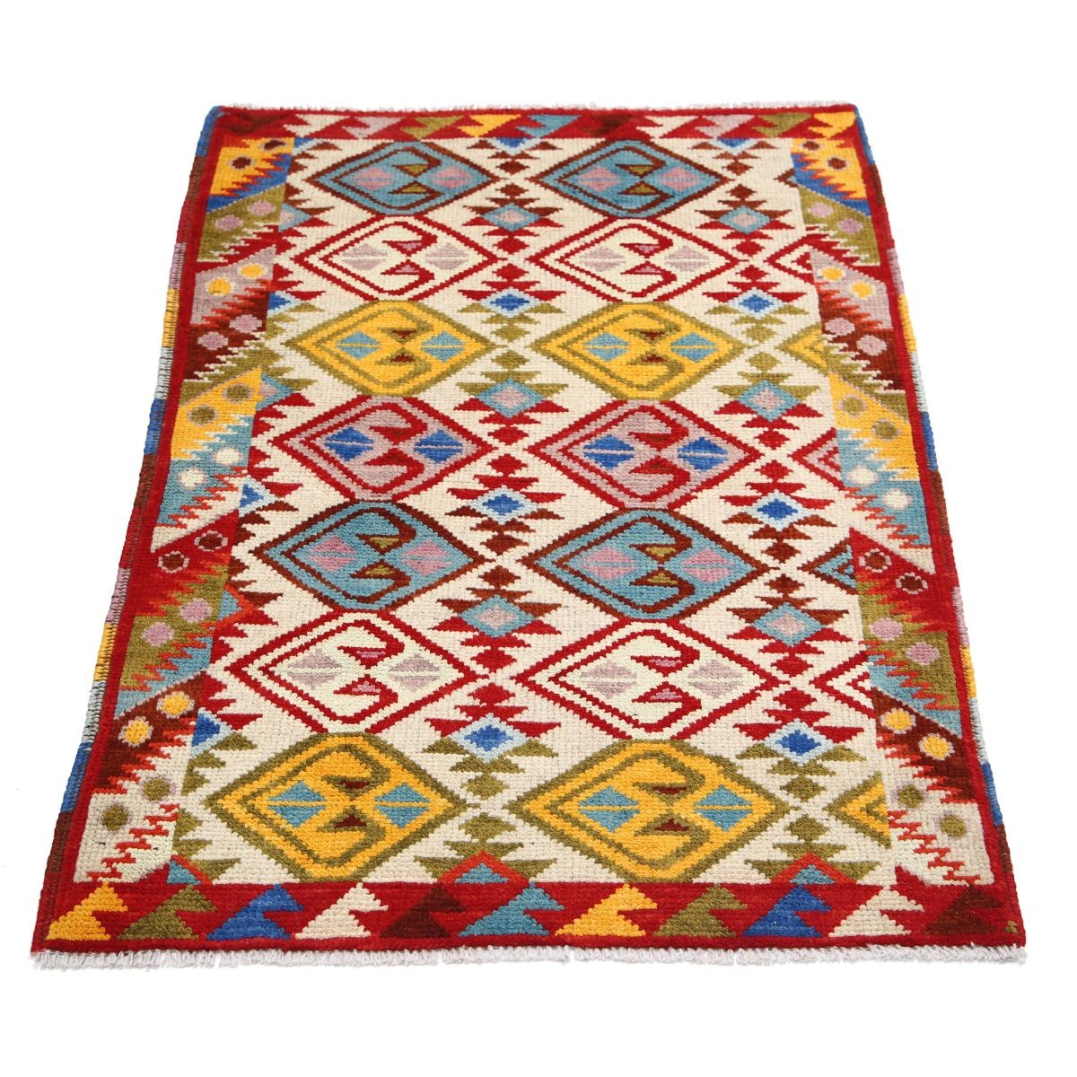 Revival 3x4 Handmade Double Knotted Washable Wool Rug - Colorful