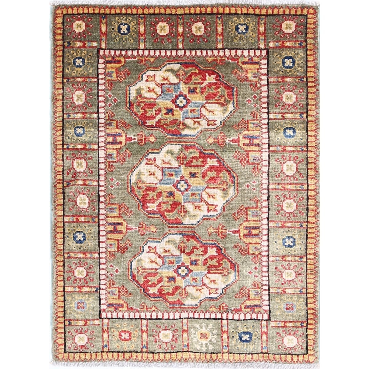 Revival 2x3 Handmade Double Knotted Washable Wool Rug - Colorful