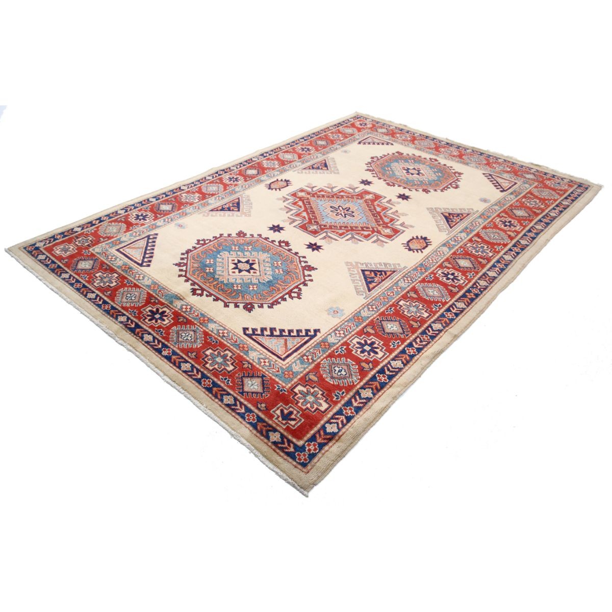 Kazak 6x9 Handmade Double Knotted Washable Wool Rug - Colorful