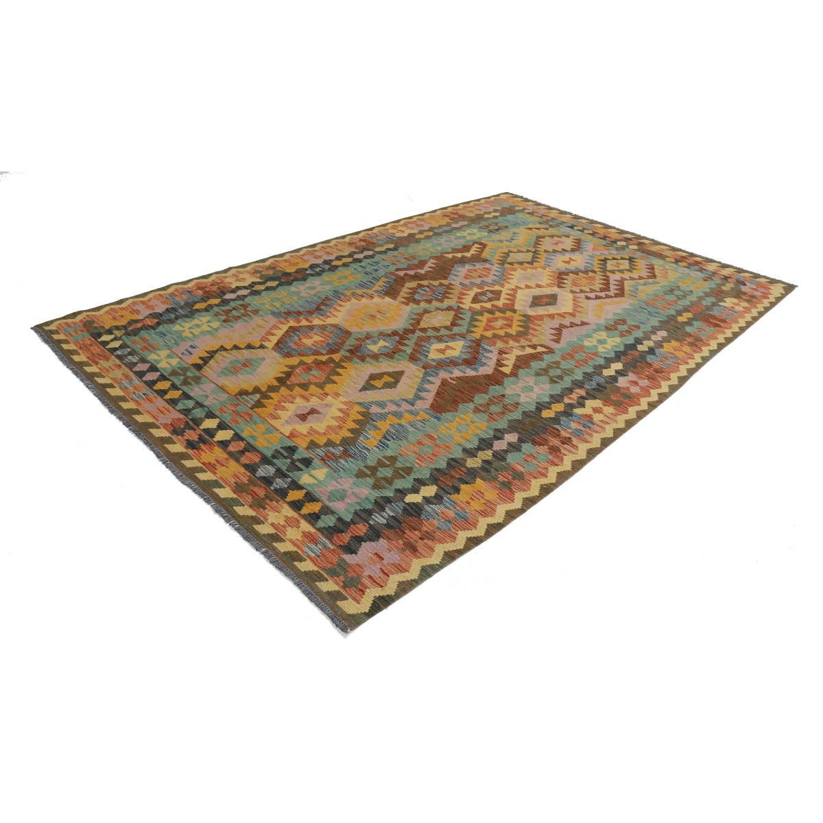 Maimana 7x10 Hand Woven Washable Wool Rug - Colorful