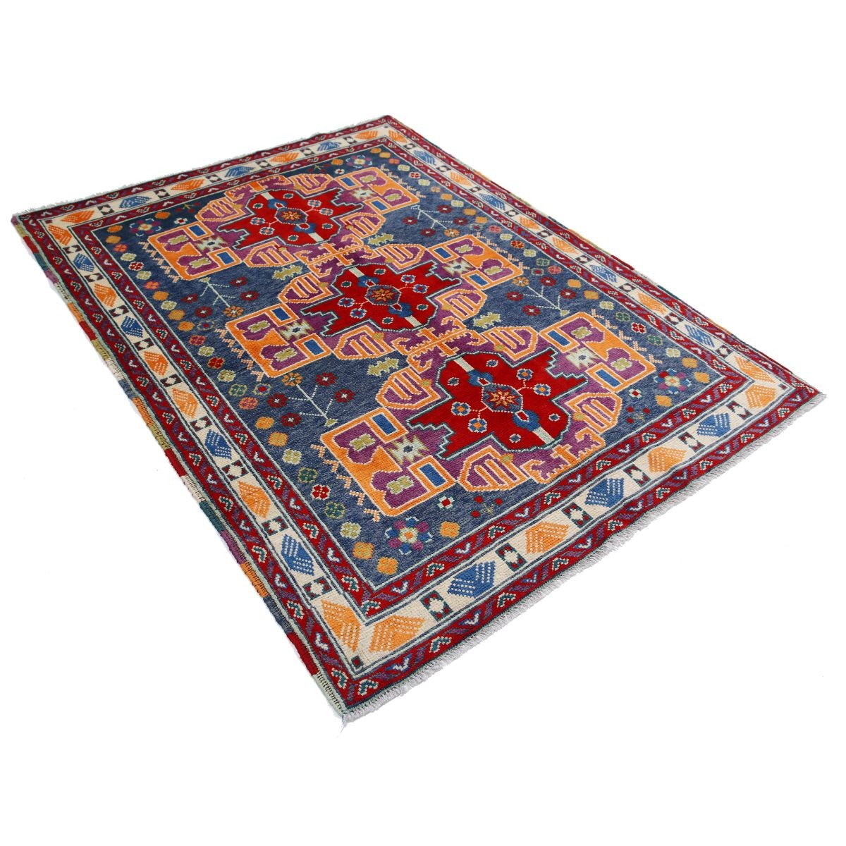 Revival 5x6 Handmade Double Knotted Washable Wool Rug - Colorful
