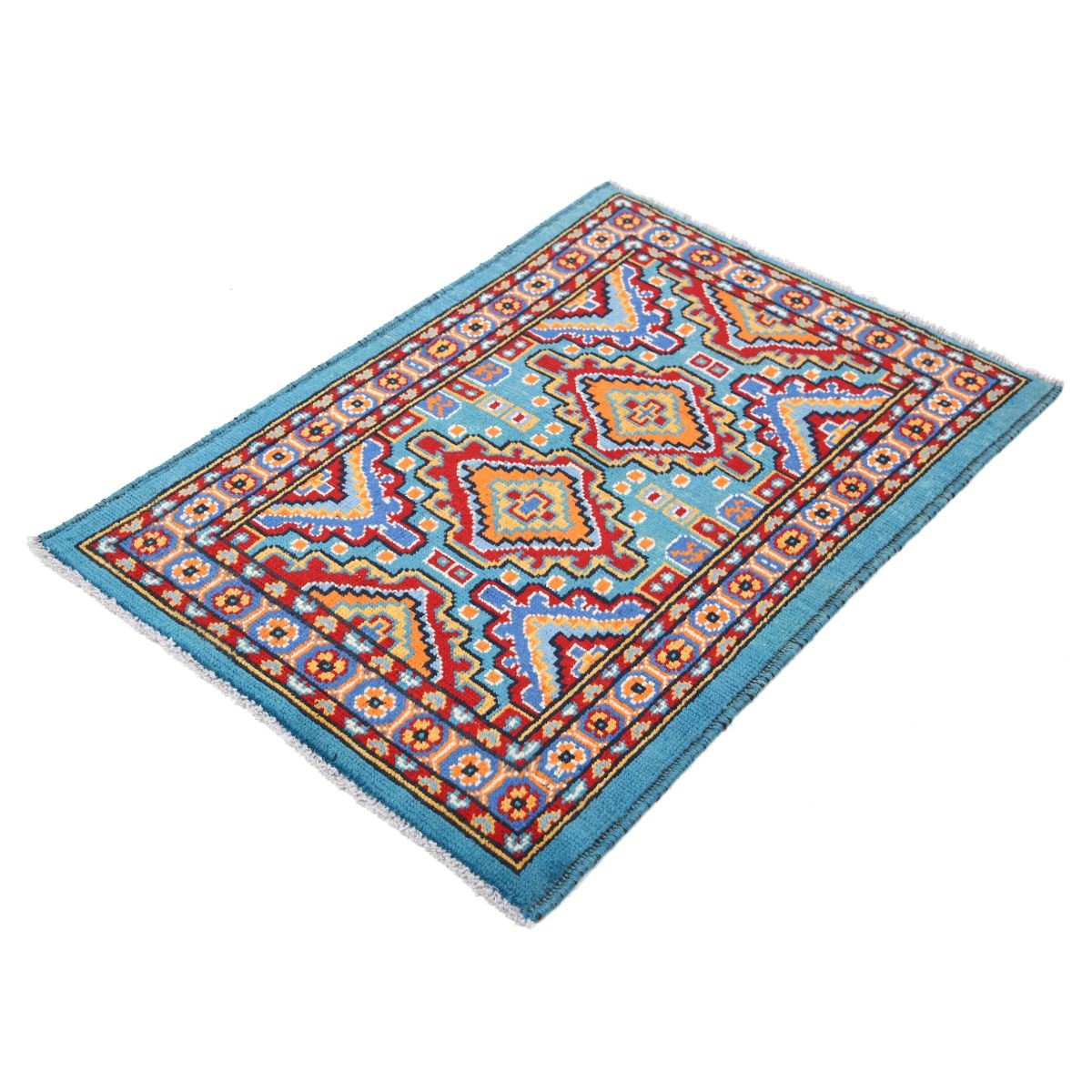 Revival 3x4 Handmade Double Knotted Washable Wool Rug - Colorful