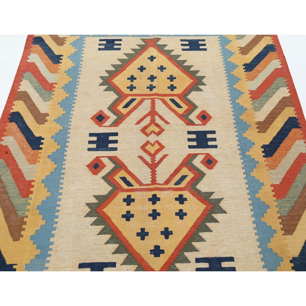 Kafkaas 5x7 Hand Woven Washable Wool Rug - Colorful