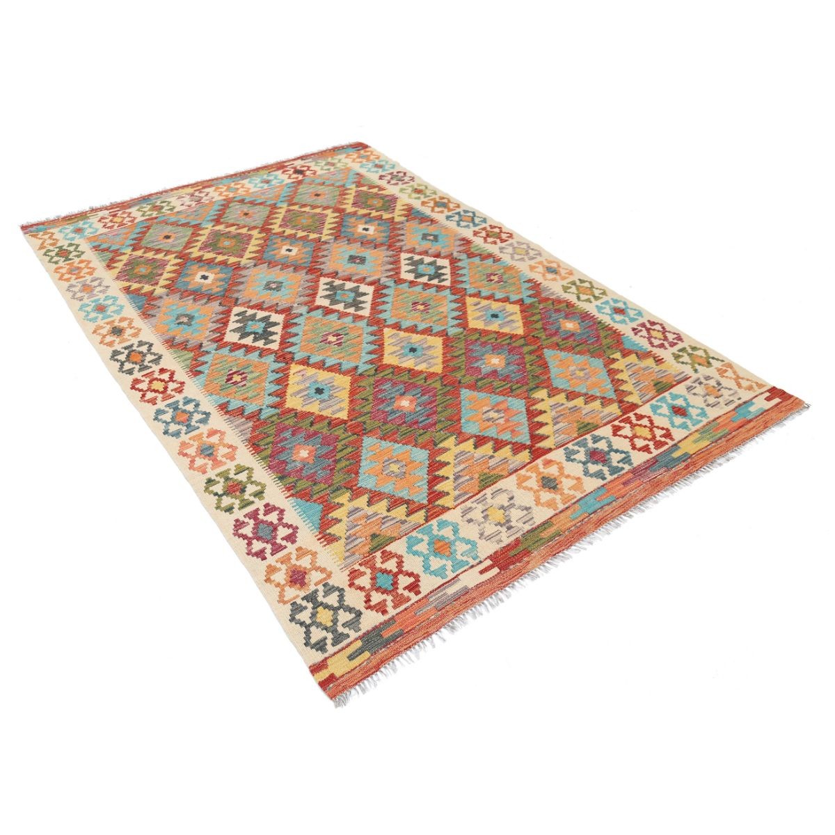 Maimana 5x8 Hand Woven Washable Wool Rug - Colorful