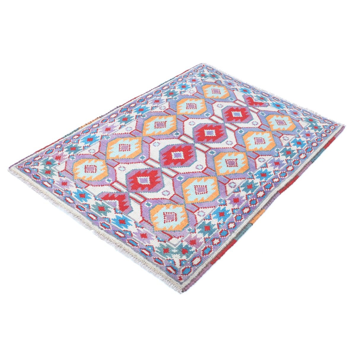 Revival 3x4 Handmade Double Knotted Washable Wool Rug - Colorful