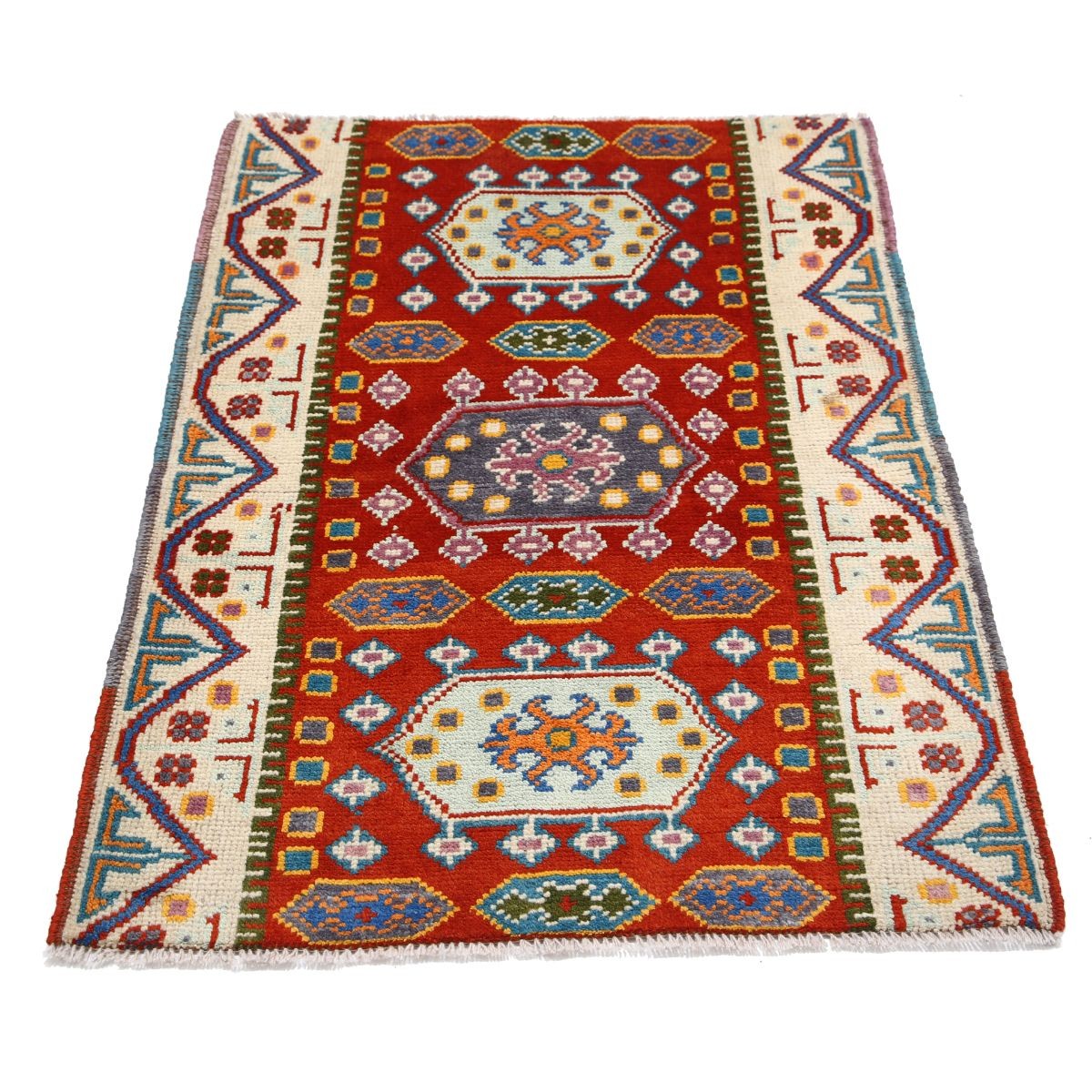 Revival 3x4 Handmade Double Knotted Washable Wool Rug - Colorful