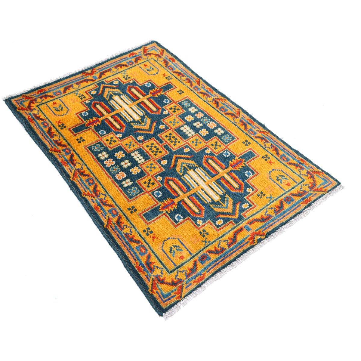 Revival 3x4 Handmade Double Knotted Washable Wool Rug - Colorful