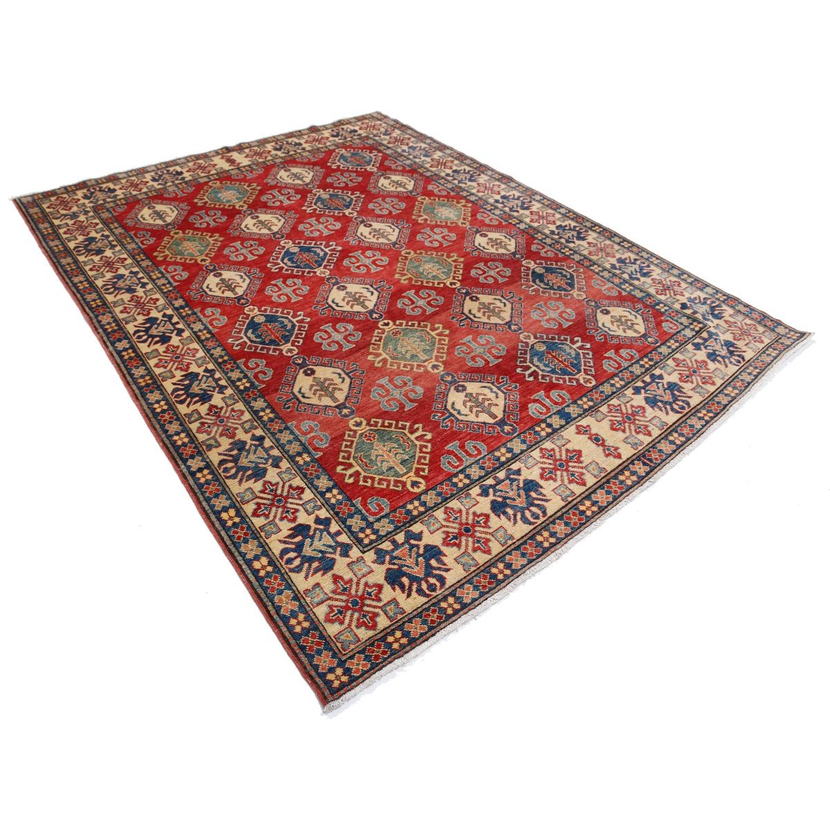 Kazak 7x9 Handmade Double Knotted Washable Wool Rug - Colorful