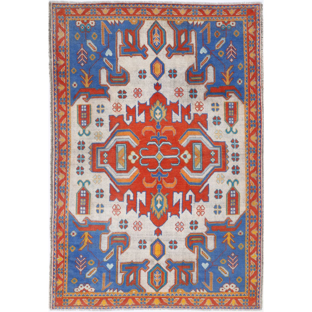 Revival 6x8 Handmade Double Knotted Washable Wool Rug - Colorful