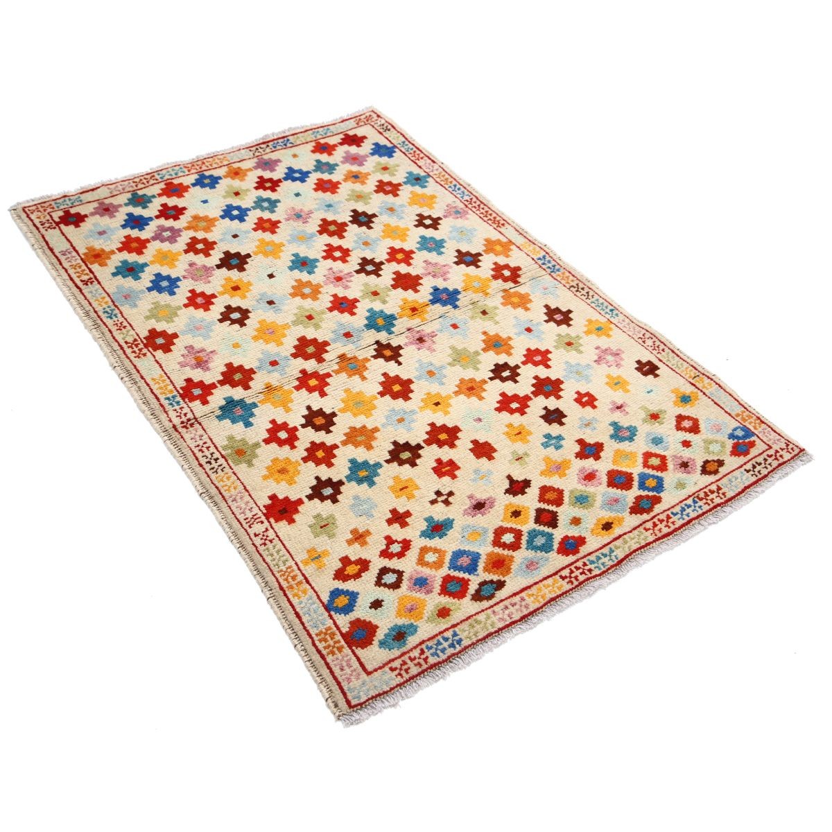 Revival 3x5 Handmade Double Knotted Washable Wool Rug - Colorful