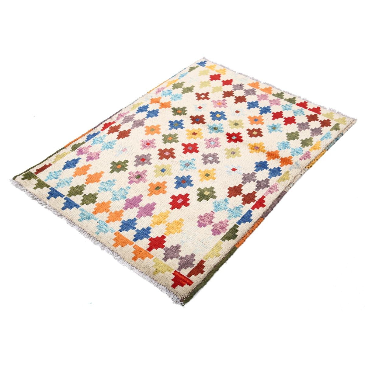 Revival 3x4 Handmade Double Knotted Washable Wool Rug - Colorful