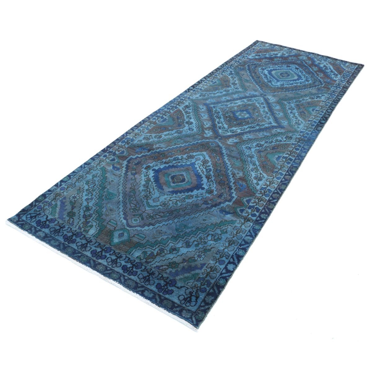 Overdye 4x11 Handmade Double Knotted Washable Wool Runner - Monochormatic