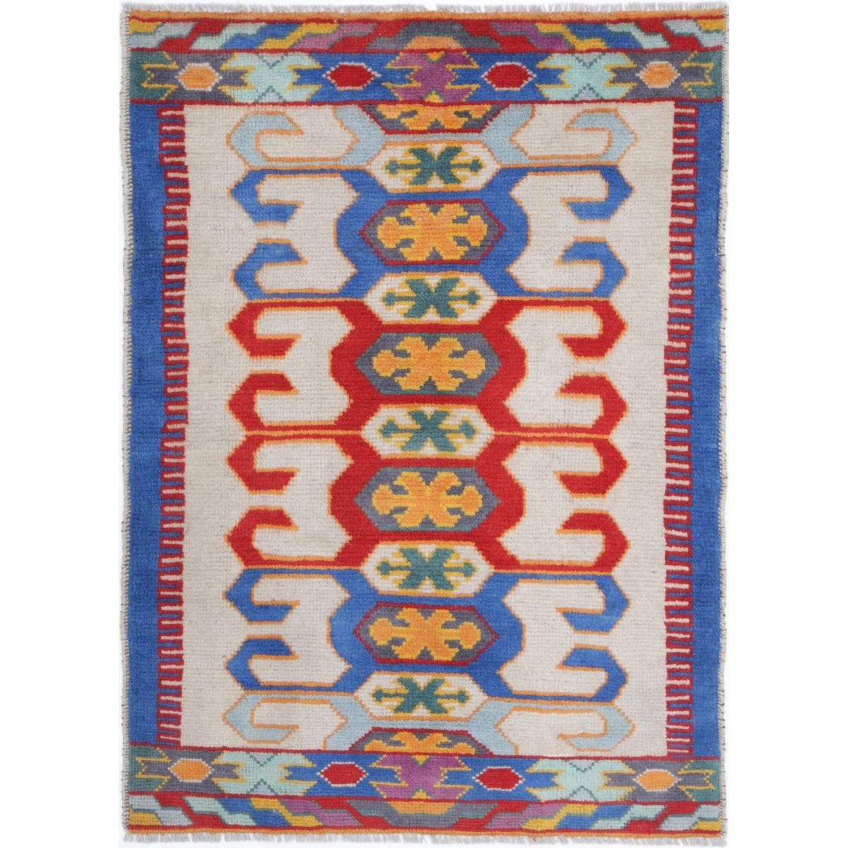 Revival 3x4 Handmade Double Knotted Washable Wool Rug - Colorful